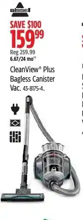 Canadian Tire Bissell CleanView Plus Bagless Canister Vac. offer