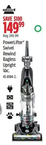Canadian Tire Bissell powerlifter swivel bagless upright vac. offer