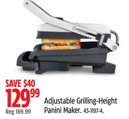 Canadian Tire Breville adjustable grilling height panini maker offer