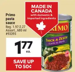 Giant Tiger Primo pasta sauce offer