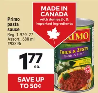 Giant Tiger Primo pasta sauce offer