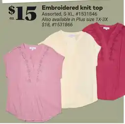 Giant Tiger Embroidered knit top offer