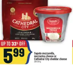 Marché Adonis Saputo mozzarella, mozzarina cheese or Cathedral City cheddar cheese offer