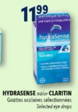 Familiprix HYDRASENSE or CLARITIN, Selected eye drops offer
