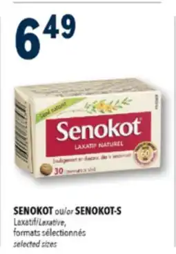 Familiprix SENOKOT or SENOKOT-S, Laxative, selected sizes offer