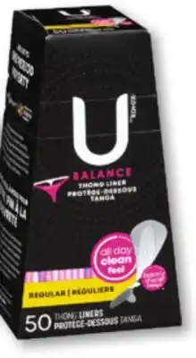 Familiprix U by Kotex Balance thong liner regular 50un offer