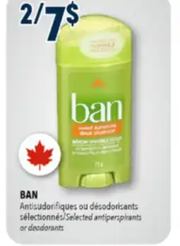 Familiprix BAN, Selected antiperspirants or deodorants offer
