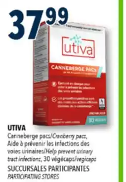 Familiprix UTIVA, Cranberry pacs, Help prevent urinary tract infections, 30 vegicaps offer