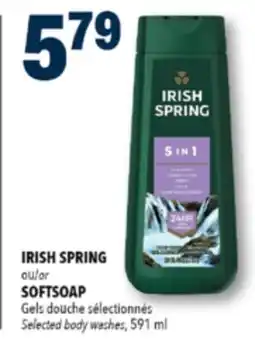 Familiprix IRISH SPRING or SOFTSOAP Gels Selected body washers, 591 ml offer