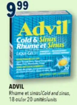 Familiprix ADVIL Cold and sinus 18 or 20 units offer