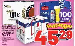 Metro BIÈRE LABATT MICHELOB ULTRA, MOLSON MILLER LITE, SLEEMAN CLEAR 2.0 | BEER offer