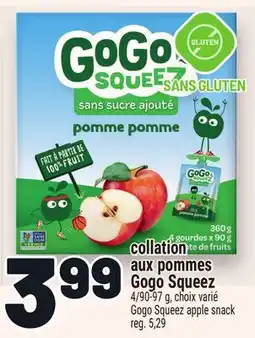Metro COLLATION AUX POMMES GOGO SQUEEZ | GOGO SQUEEZ APPLE SNACK offer