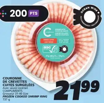IGA COMPLIMENTS FROZEN COOKED SHRIMP RING offer