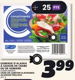 IGA COMPLIMENTS CRAB OR LOBSTER FLAVOURED ALASKAN POLLOCK offer