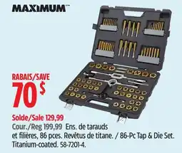 Canadian Tire Maximum 86-Pc Tap & Die Set. Titanium-coated offer