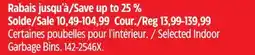 Canadian Tire type A Selected Indoor Garbage Bins offer