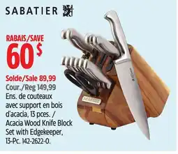 Canadian Tire SABATIER Acacia Wood Knife Block Set with Edgekeeper offer