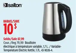 Canadian Tire salton Variable- Temperature Electric Kettle, 1.7L offer