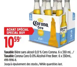 Canadian Tire Taxable Corona Cero 0.0% Alcohol-Free Beer. 6 x 330mL offer