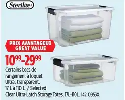 Canadian Tire Sterilite Selected Clear Ultra-Latch Storage Totes offer