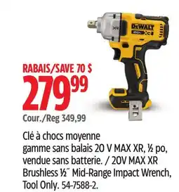 Canadian Tire DEWALT Brushless ½˝ Mid-Range Impact Wrench, Tool Only offer