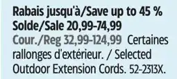 Canadian Tire Selected Outdoor Extension Cords offer