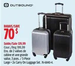 Canadian Tire Outbound 3-Piece Large + 2x Carry On Luggage Set offer