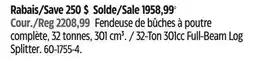 Canadian Tire Champion 32-Ton 301cc Full-Beam Log Splitter offer