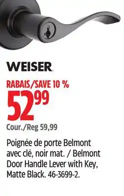 Canadian Tire Weiser Belmont Door Handle Lever with Key, Matte Black offer