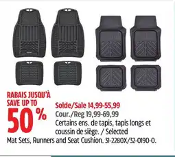 Canadian Tire Selected Mat Sets, Runners and Seat Cushion offer