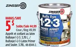 Canadian Tire ZINSSER Bullseye 1-2-3 Latex Primer and Sealer offer