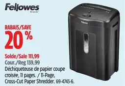 Canadian Tire Fellowes 11-Page, Cross-Cut Paper Shredder offer