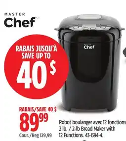 Canadian Tire MASTER Chef 2-lb Bread Maker with 12 Functions offer
