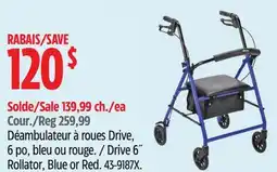 Canadian Tire Drive 6˝ Rollator, Blue or Red offer