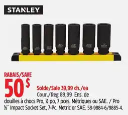 Canadian Tire Stanley Pro 1⁄2˝ Impact Socket Set, 7-Pc. Metric or SAE offer