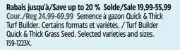 Canadian Tire Scotts Turf Builder Quick + Thick Sun—Shade Grass Seed & Fertilizer Mix offer
