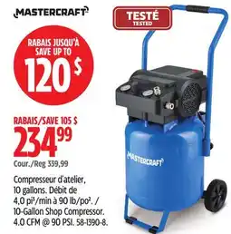 Canadian Tire MASTERCRAFT 10-Gallon Shop Compressor offer