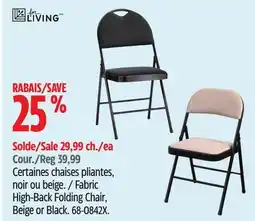 Canadian Tire For Living Fabric High-Back Folding Chair offer