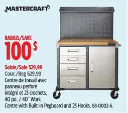 Canadian Tire Mastercraft 40˝ Work Centre with Built-In Pegboard and 23 Hooks offer