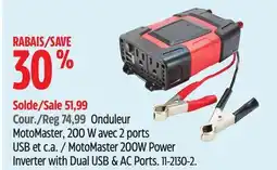 Canadian Tire MotoMaster 200W Power Inverter with Dual USB & AC Ports offer