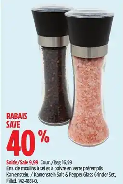 Canadian Tire Kamenstein Salt & Pepper Glass Grinder Set Filled offer