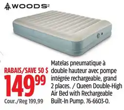 Canadian Tire WOODS Queen Double-High Air Bed with Rechargeable Built-In Pump offer