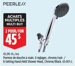 Canadian Tire Peerless 6-Setting Hand-Held Shower Head, Chrome/Black offer