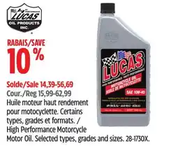 Canadian Tire Lucas High Performance Motorcycle Motor Oil offer