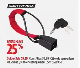 Canadian Tire Certified Cable Steering Wheel Lock offer