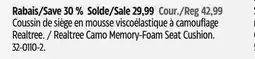 Canadian Tire Realtree Camo Memory-Foam Seat Cushion offer