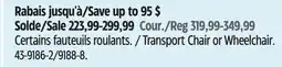 Canadian Tire Hugo Transport Chair or Wheelchair offer