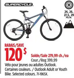 Canadian Tire Outlook Adult or Youth Bike offer