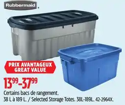 Canadian Tire Rubbermaid Selected Storage Totes offer