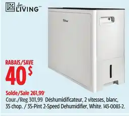 Canadian Tire FOR LIVING 35-Pint 2-Speed Dehumidifier offer